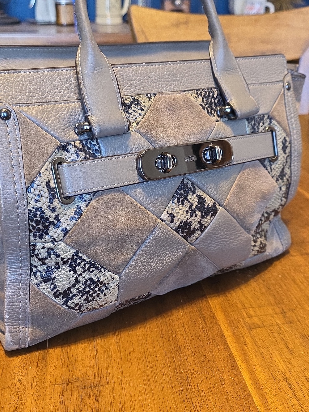 Coach Swagger Beige and Brown Patchwork Satchel - Picture 16 of 16